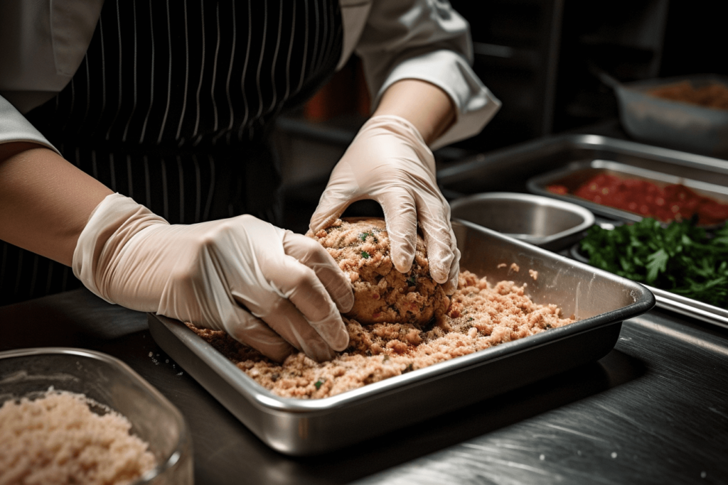 Freshly baked chicken meatloaf garnished with parsley on a wooden cutting board