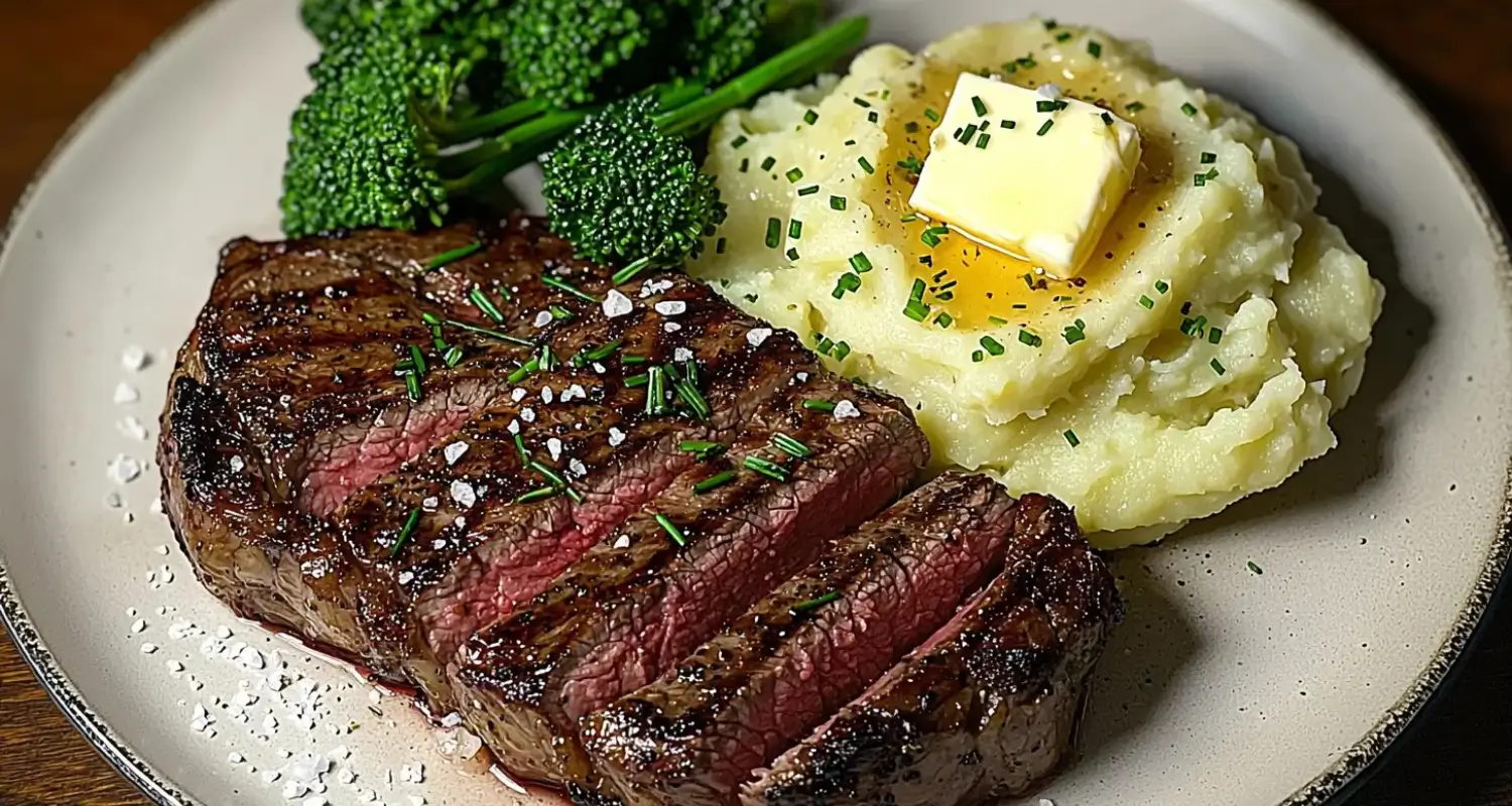 Juicy Steak and Crispy Roasted Potatoes on a Plate