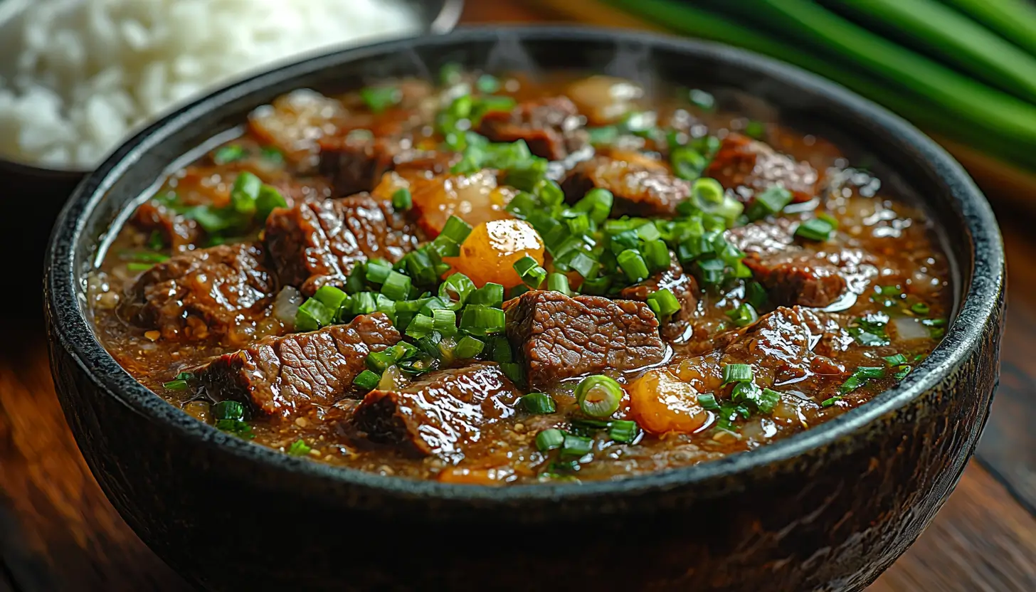 Filipino Beef Pares – Tender Braised Beef with Garlic Fried Rice & Soup