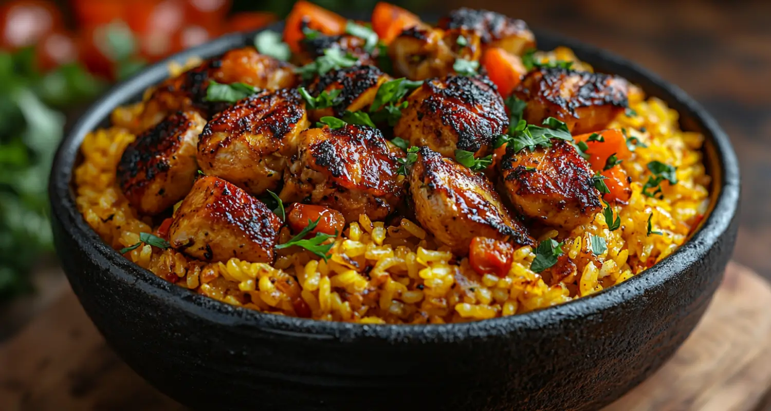 Savory Chicken and Yellow Rice with Herbs and Vegetables